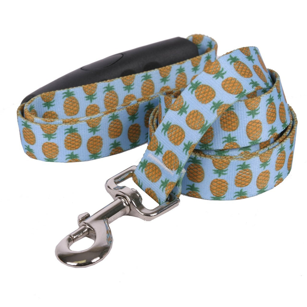 [Australia] - Yellow Dog Design Pineapples Blue EZ-Grip Dog Leash 1" x 60" (5 feet) Long 