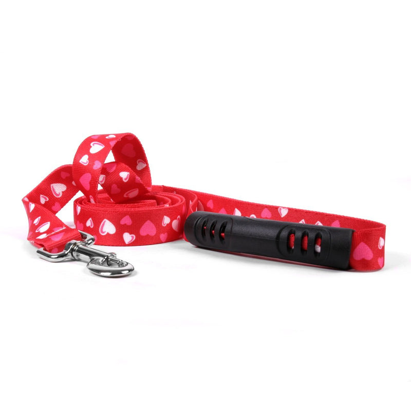 [Australia] - Yellow Dog Design Red Hearts EZ-Grip Dog Leash with Comfort Handle 1" x 60" (5 feet) Long 