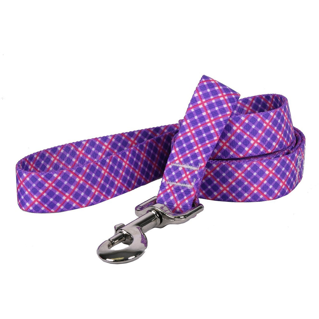 [Australia] - Yellow Dog Design Purple and Pink Diagonal Plaid Dog Leash 3/4" x 60" (5 feet) Long 