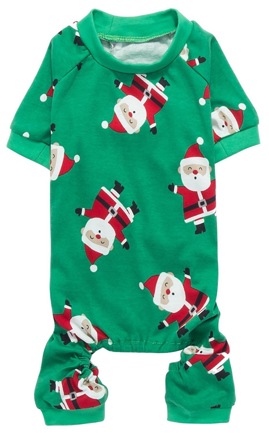 [Australia] - Lanyar Christmas Holiday Pet Dogs Pajamas Clothes 100% Cotton Santa Claus Rudolph Reindeer Small(Back length 12" Chest 18-20") Green Santa Claus 