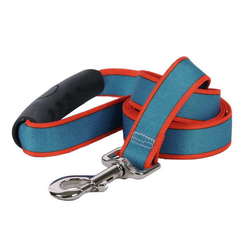 [Australia] - Yellow Dog Design Sterling Stripes Teal and Orange Dog Leash with Comfort Grip Handle 1" x 60" (5 feet) Long 