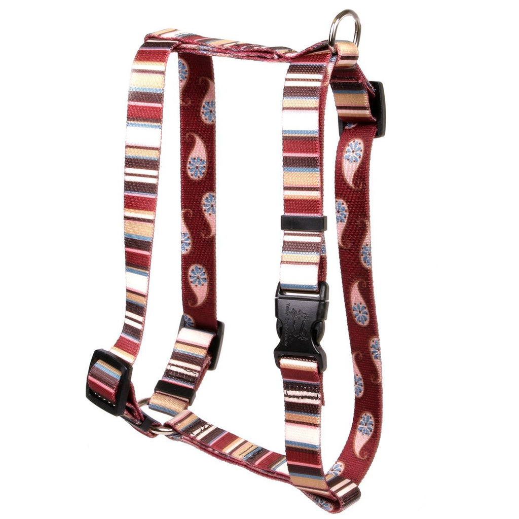 [Australia] - Yellow Dog Design Burgundy Stripes Roman Style H Dog Harness Extra Small 8" - 14" 