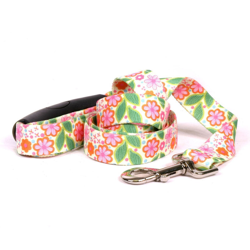 [Australia] - Yellow Dog Design Flower Patch Ez-Grip Dog Leash with Comfort Handle 3/4" x 60" (5 feet) Long 