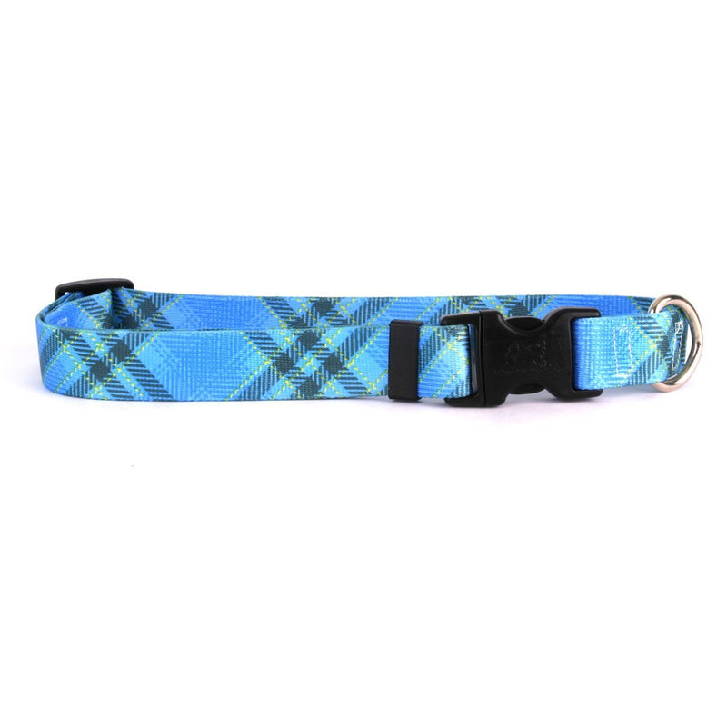 [Australia] - Yellow Dog Design Pet Collar Standard Easy-Snap Collar Medium 14" - 20" (1" Wide) Blue Kilt 
