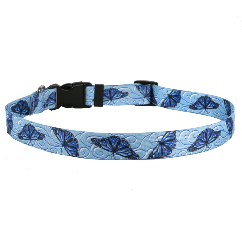 [Australia] - Yellow Dog Design Pet Collar, Standard Easy-Snap Collar, Spring Friends Collection, All-Sizes Extra Small 8" - 12" Blue Butterfly Swirl 