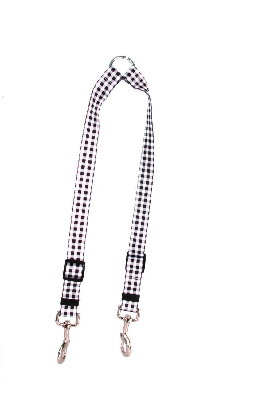 [Australia] - Yellow Dog Design Gingham Black Coupler Dog Leash Small 