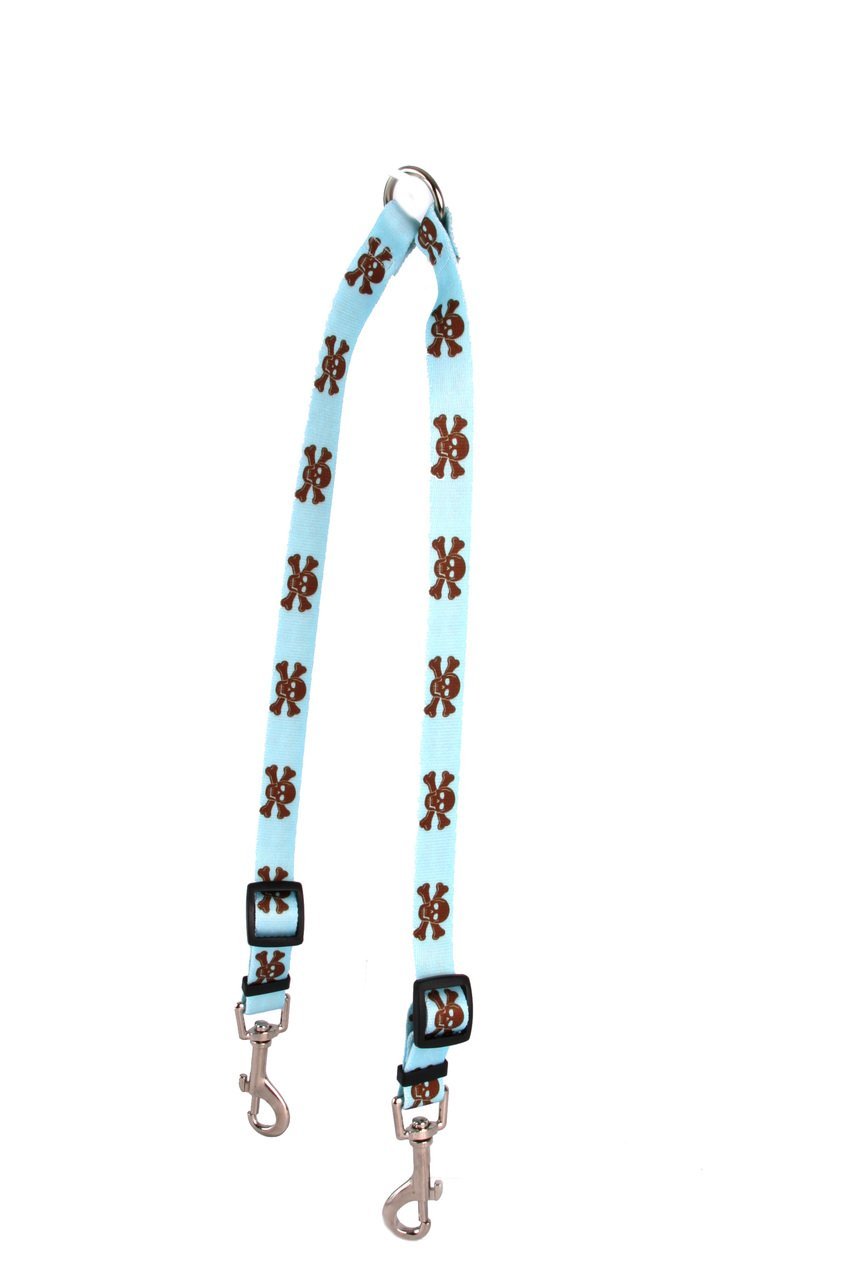 [Australia] - Yellow Dog Design Blue and Brown Skulls Coupler Dog Leash Small 