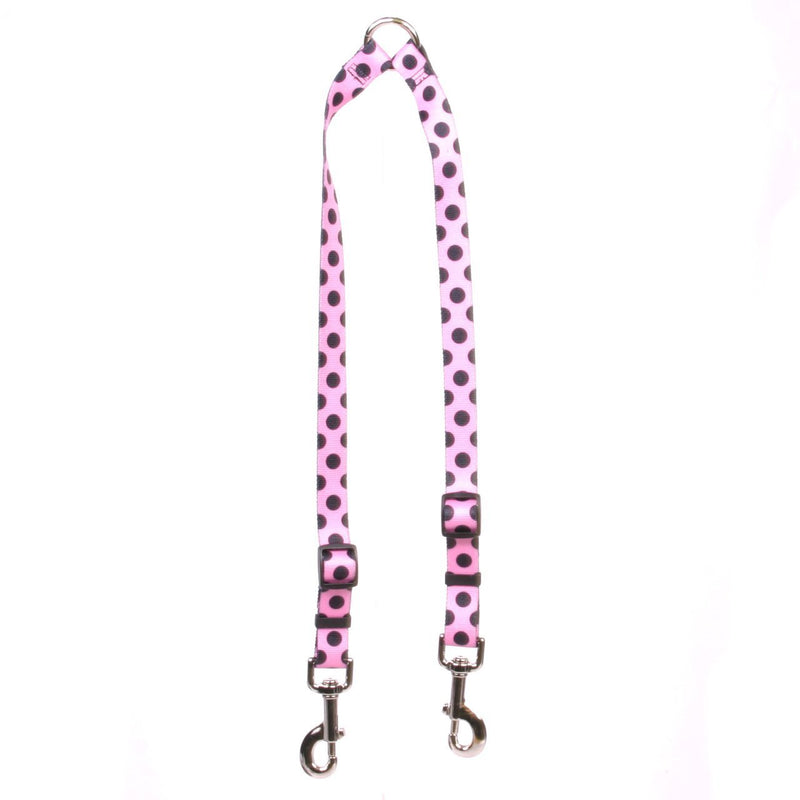 [Australia] - Yellow Dog Design Pink and Black Polka Dot Coupler Dog Leash Large 