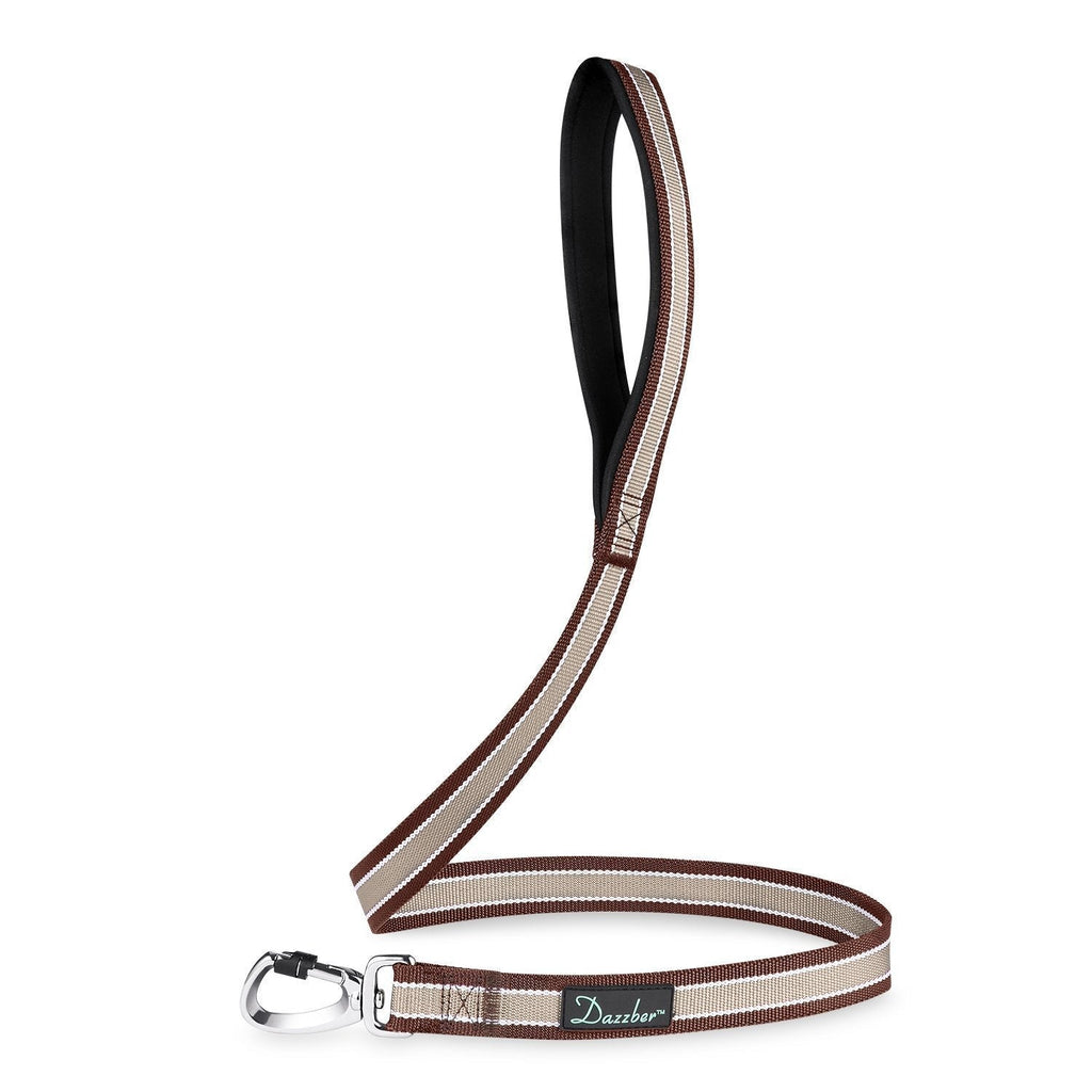 [Australia] - Dazzber 1.2 Inch Wide Martingale Dog Collar, Neck 20 Inch-30 Inch or Heavy Duty Dog Leash Extra Strong, No Pull No Choke, Recommend for Large XLarge Dogs 1.2" Wide Leash - 4FT (50lb -120lb) Khaki White and Brown 