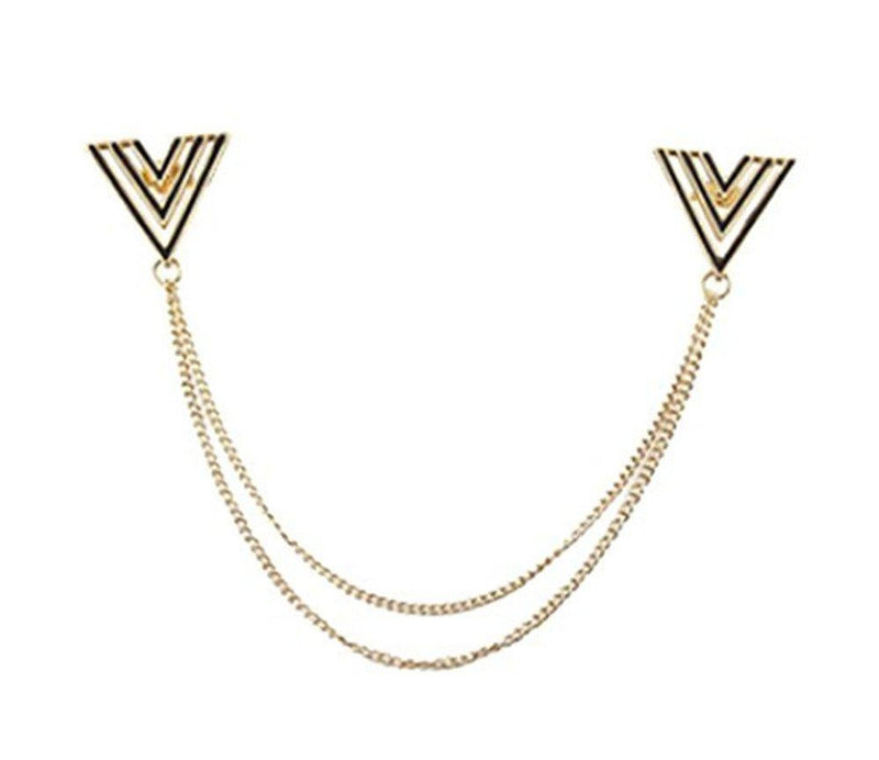 [Australia] - Kangkang@ Angle Collar Shirt Collar Pin Collar Chain Brooch Decoration, Black Triangle 