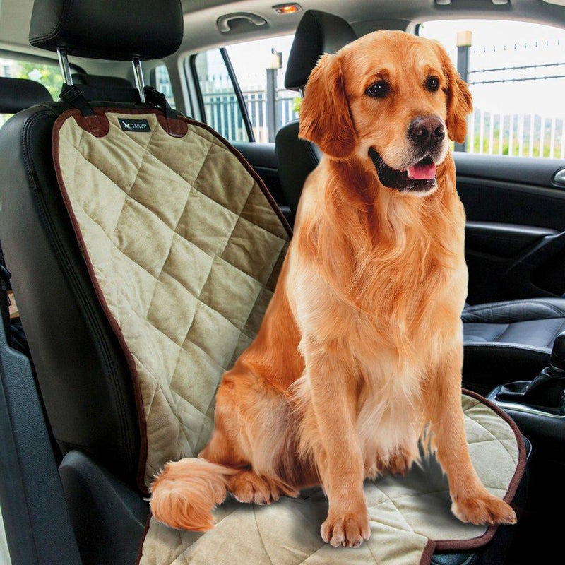 [Australia] - MWGears Waterproof Nonslip Front Seat Cover for Pets, Universal Design for All Vehicles, Easy to Install and Clean (43.3" x 19.3") (Rice) Rice 