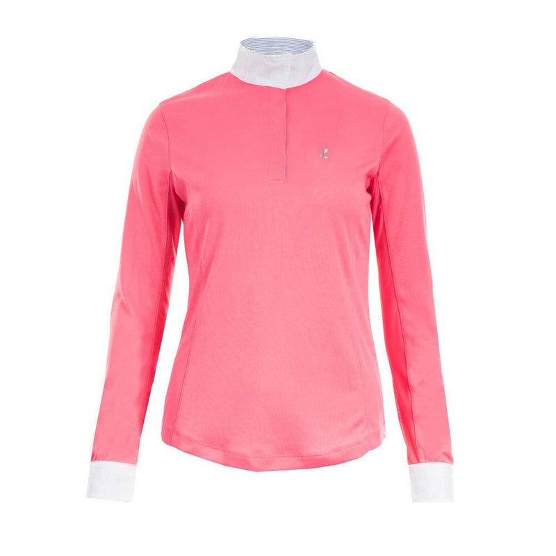 HORZE Blaire Women's Long-Sleeved Functional Show Shirt Peach Pink 12 - PawsPlanet Australia