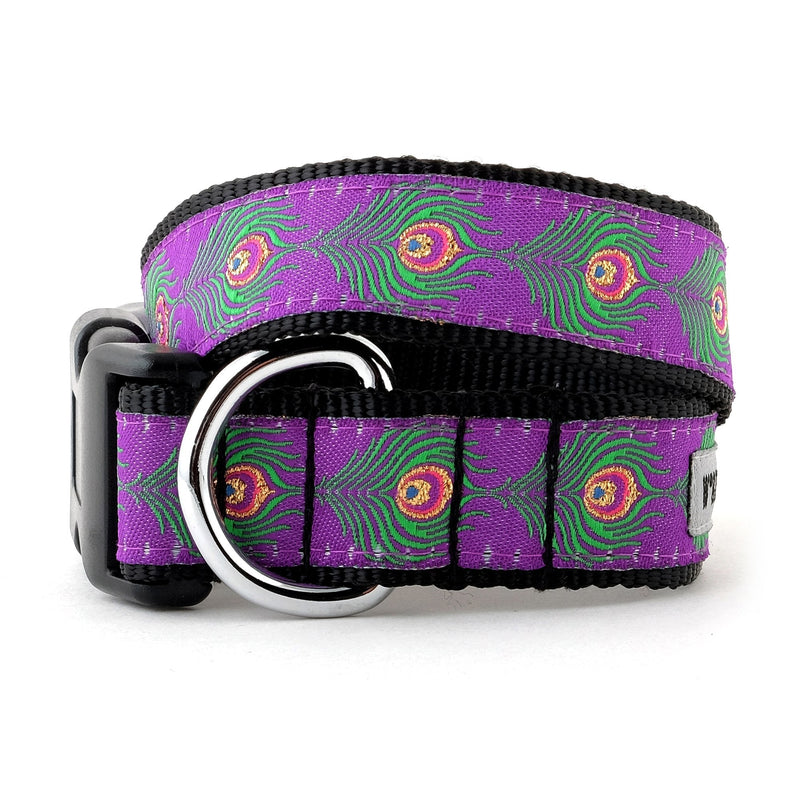 [Australia] - The Worthy Dog Peacock Plume Pattern Designer Adjustable and Comfortable Nylon Webbing, Side Release Buckle Collar for Dogs - Fits Small, Medium and Large Dogs, Purple Color XL 