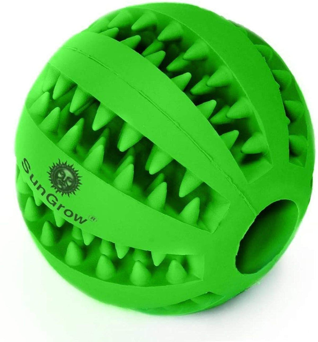 [Australia] - SunGrow Dental Chew Treat Ball for Dogs, Interactive Pet Training Toy, Durable, Rubber Tooth Cleaning Toy, Boredom Buster & for Physical & Mental Stimulation, 1pc 