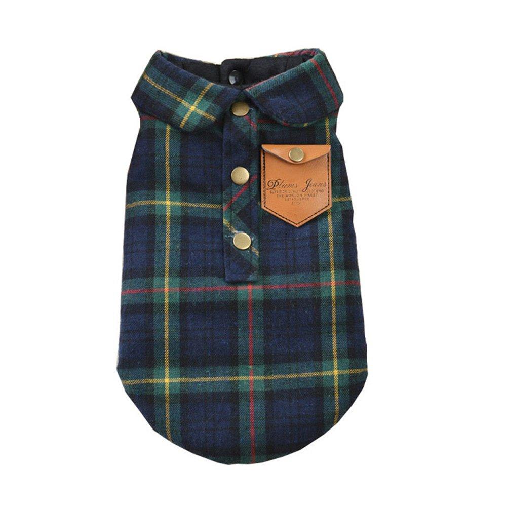 [Australia] - BBEART Pet Clothes, England Plaid Double Layer Flannel T-Shirt Autumn Winter Warm Dog Clothes for Small or Medium Pet Dogs Clothing Chihuahua Yorkshire Poodle Apparel Costumes M Green 