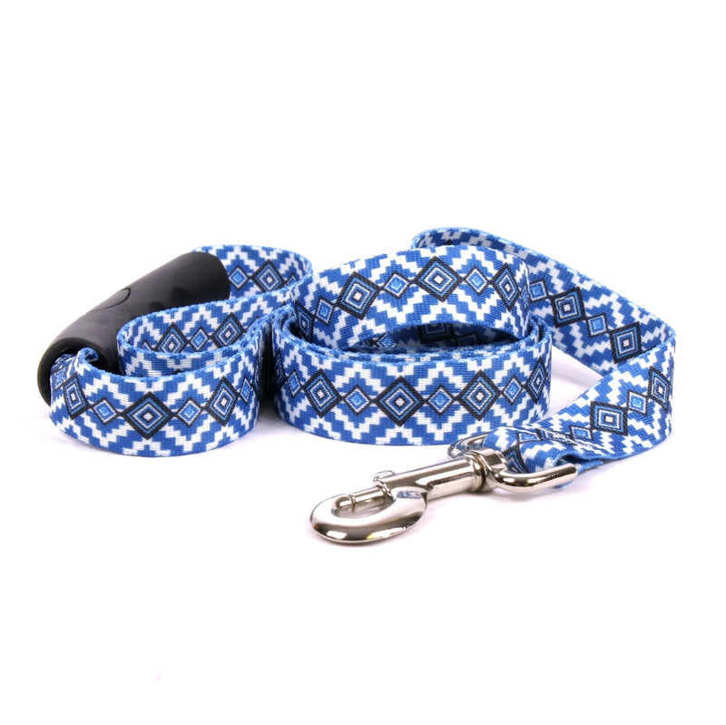 [Australia] - Yellow Dog Design Aztec Blue Ez-Grip Dog Leash with Comfort Handle 1" x 60" (5 feet) Long 
