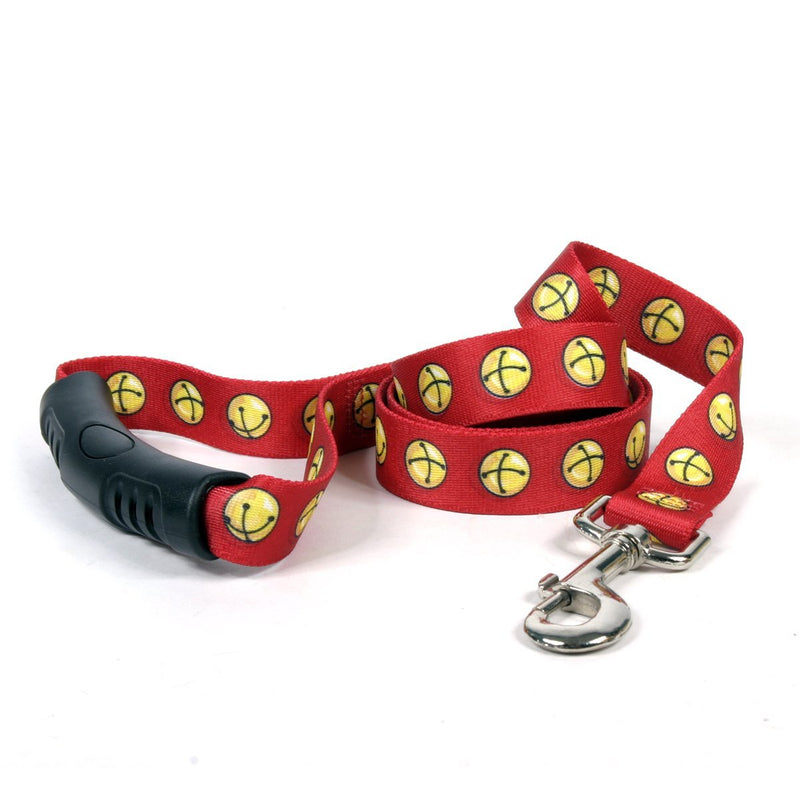 [Australia] - Yellow Dog Design Jingle Bells Ez-Grip Dog Leash with Comfort Handle 3/4" x 60" (5 feet) Long 