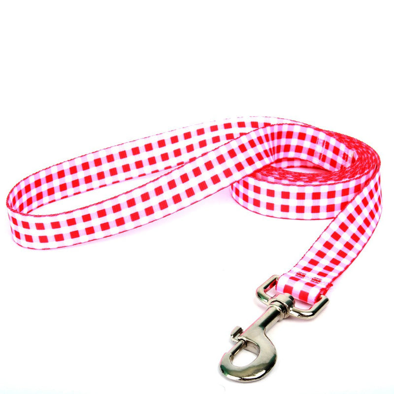 [Australia] - Yellow Dog Design Gingham Red Dog Leash 1" x 60" (5 feet) Long 