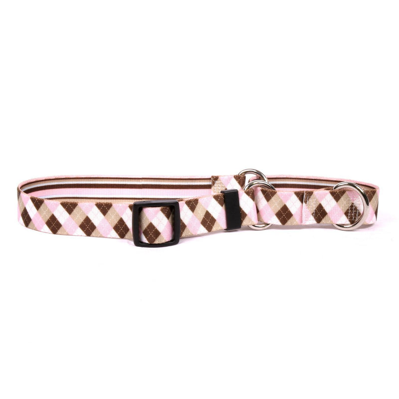 [Australia] - Yellow Dog Design Martingale Slip Collar Medium 20" Pink & Brown Argyle w/Stripes 