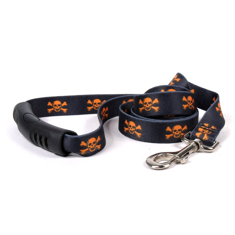 [Australia] - Yellow Dog Design Orange Black Skulls EZ-Grip Dog Leash 3/4" x 60" (5 feet) Long 