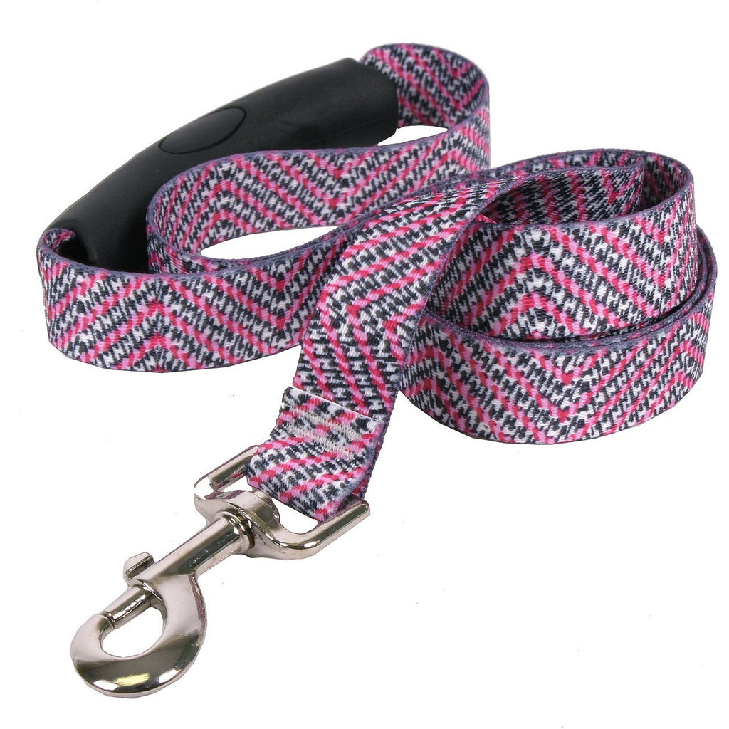 [Australia] - Yellow Dog Design Pink Tweed EZ-Grip Dog Leash with Comfort Handle 1" x 60" (5 feet) Long 