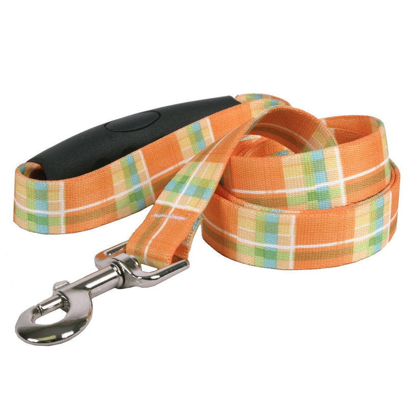 [Australia] - Southern Dawg Madras Orange Dog Leash with Comfort Grip Handle 1" x 60" (5 feet) Long 