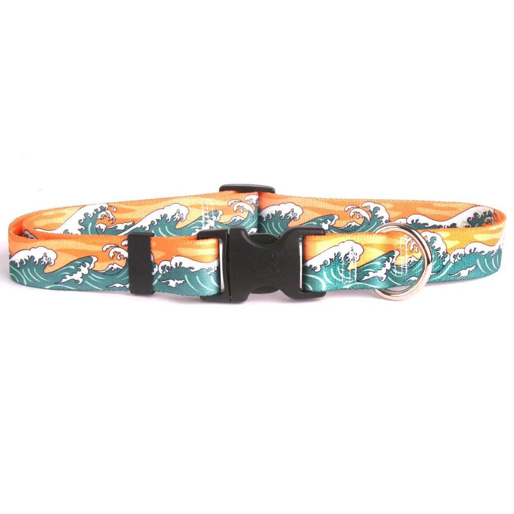 [Australia] - Yellow Dog Design Mystic Waves Orange Dog Collar Large 18" - 28" 