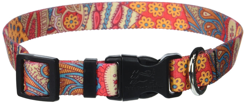 [Australia] - Yellow Dog Design Bohemian Patchwork Dog Collar 3/8" Wide and Medium 14" - 20" x 3/4" Wide 