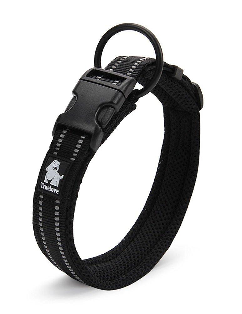 [Australia] - ZEEY Durable Night Safety Dog Collar Padded Soft Breathable Mesh with 3M Night Reflective Stripes, Comfy Adjustable Collar for Small/Medium/Large Dogs, Black XL (50-55cm) 