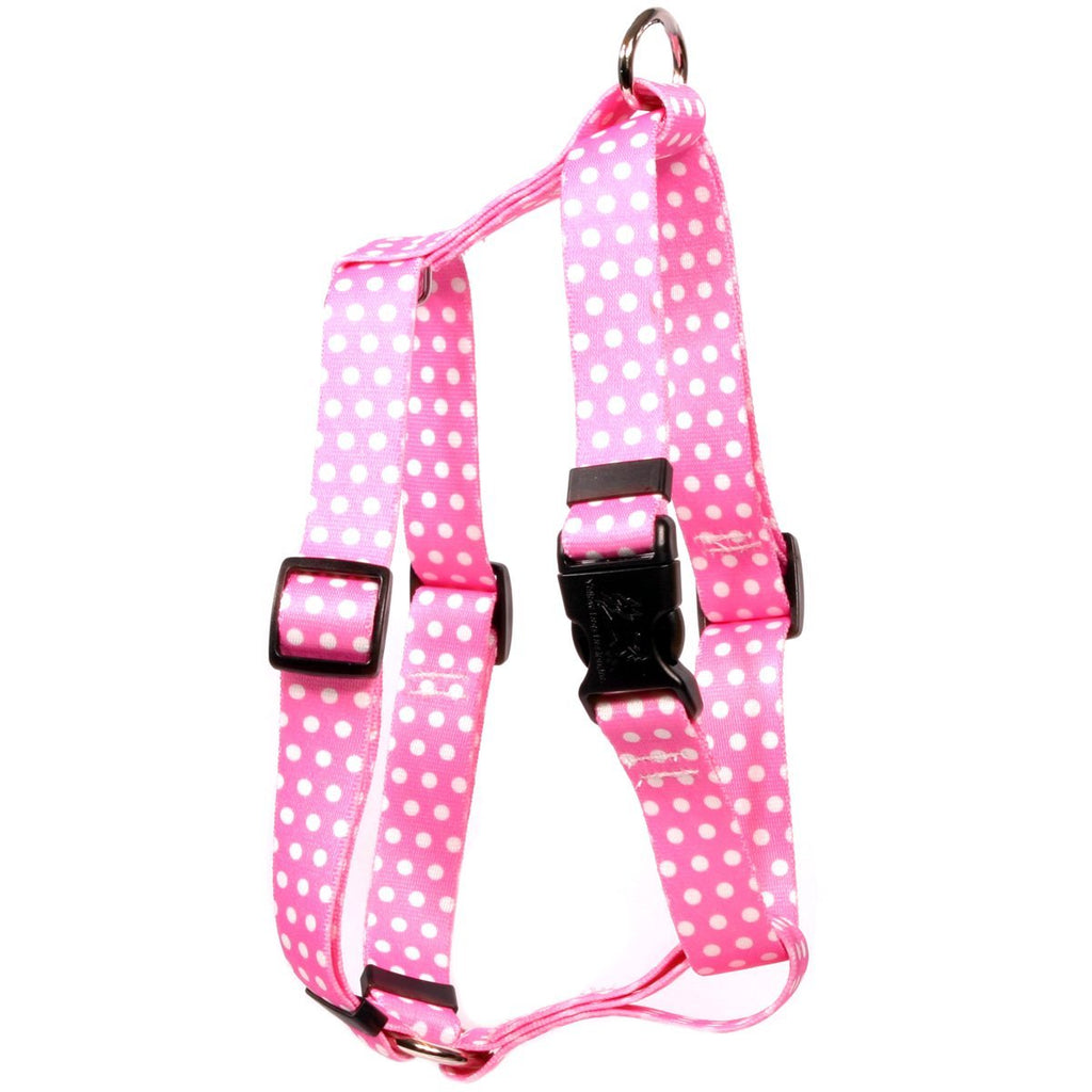 [Australia] - Yellow Dog Design New Pink Polka Dot Roman Style H Dog Harness Extra Small 8" - 14" 