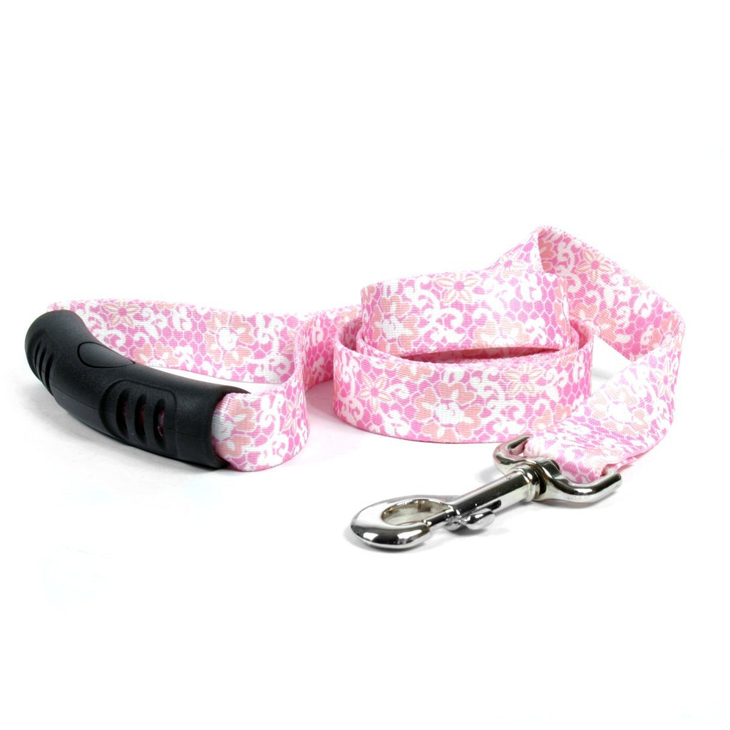 [Australia] - Yellow Dog Design Pink Lace Flowers EZ-Grip Dog Leash 1" x 60" (5 feet) Long 