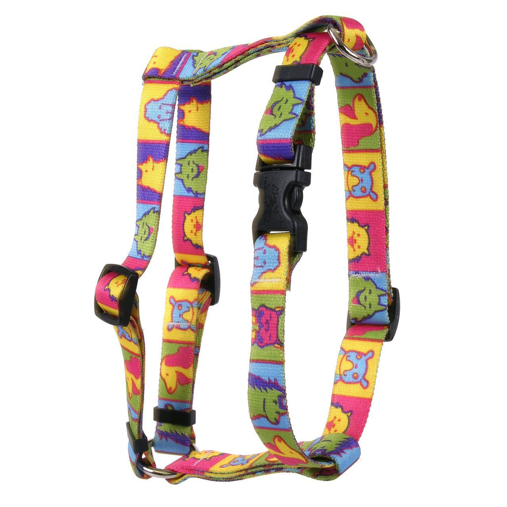 [Australia] - Yellow Dog Design Pop Art Dogs Roman Style H Dog Harness Small/Medium 14" - 20" 