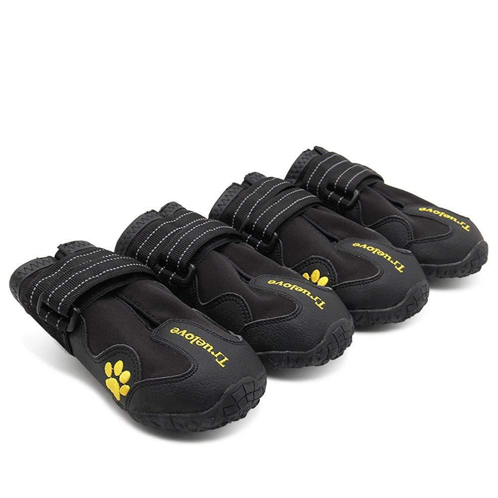 TRUE LOVE Dog Shoes Waterproof Anti-Slip Rain Boots with Reflective TLS3961 7# Black - PawsPlanet Australia