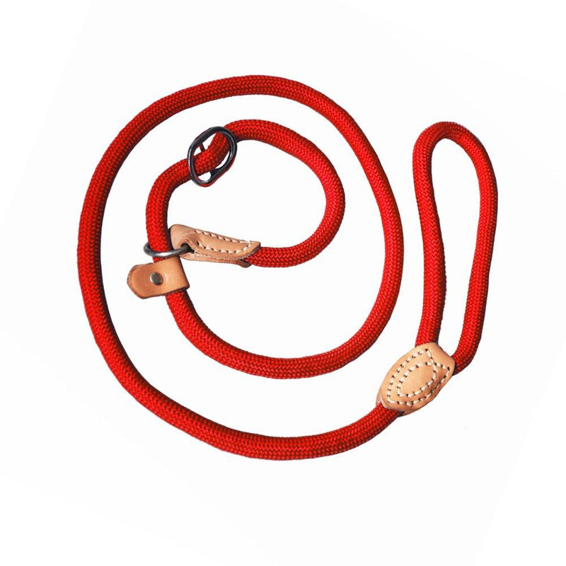 [Australia] - Adjustable Nylon Dog Pet Rope Products Slip Pet Dog Whisperer Cesar Slip Training Leash Lead Collar, 4-Feet Red 