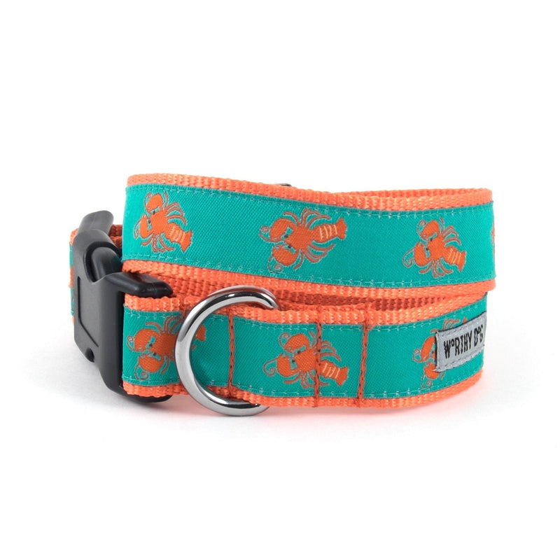 [Australia] - The Worthy Dog Red Lobsters Pattern Designer Adjustable and Comfortable Nylon Webbing, Side Release Buckle Collar for Dogs - Fits Small, Medium and Large Dogs, Teal Color Teal, S 