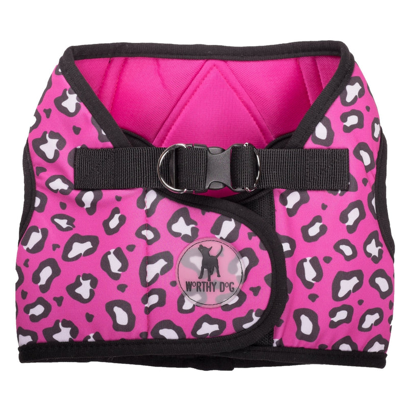 [Australia] - The Worthy Dog Step-in Sidekick Houndstooth Pattern Harness with Padded Mesh Velcro Adjustable, Outdoor, Easy Walk Vest for Dogs-Pink/Black XXL 