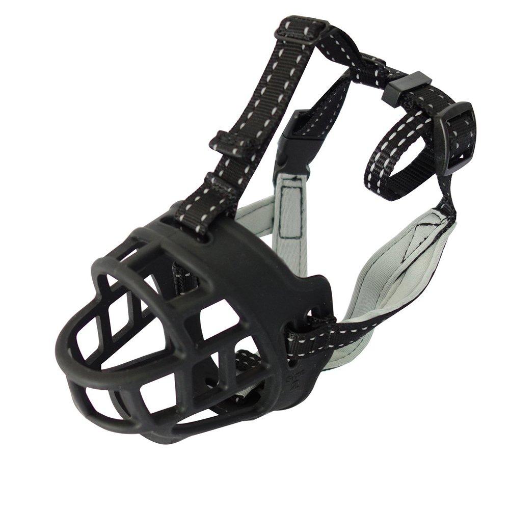 [Australia] - Creation Core Adjustable Breathable Anti-Biting Rubber Dog Muzzles Mask for Chewing Biting and Barking 13.38"-14.57" Black 