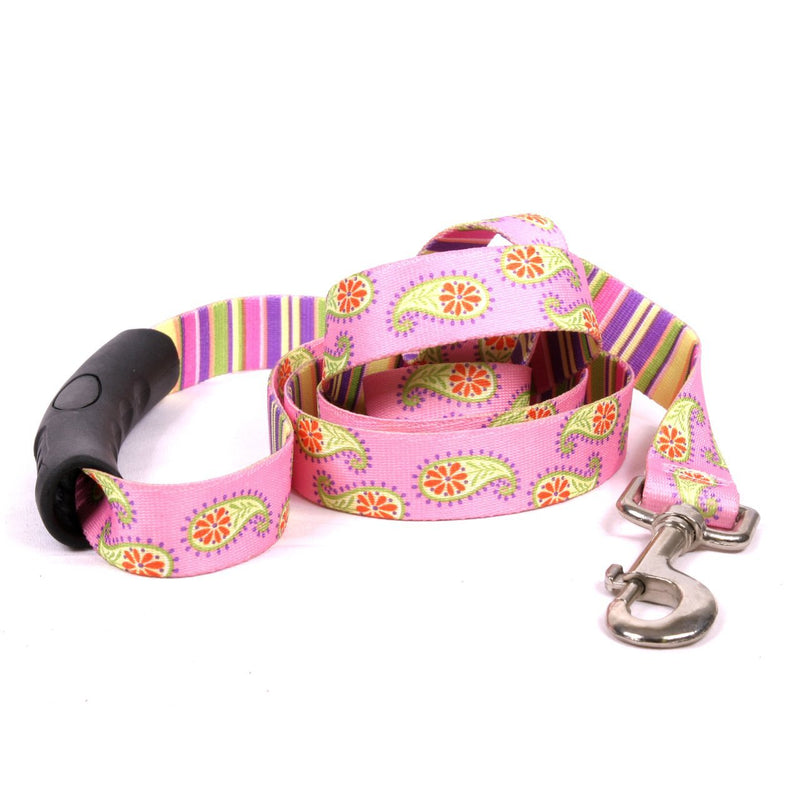 [Australia] - Yellow Dog Design Pink Paisley EZ-Grip Dog Leash with Comfort Handle 1" x 60" (5 feet) Long 