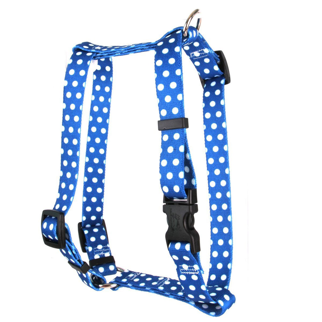 [Australia] - Yellow Dog Design Navy Polka Dot Roman Style H Dog Harness Extra Large 28" - 36" 