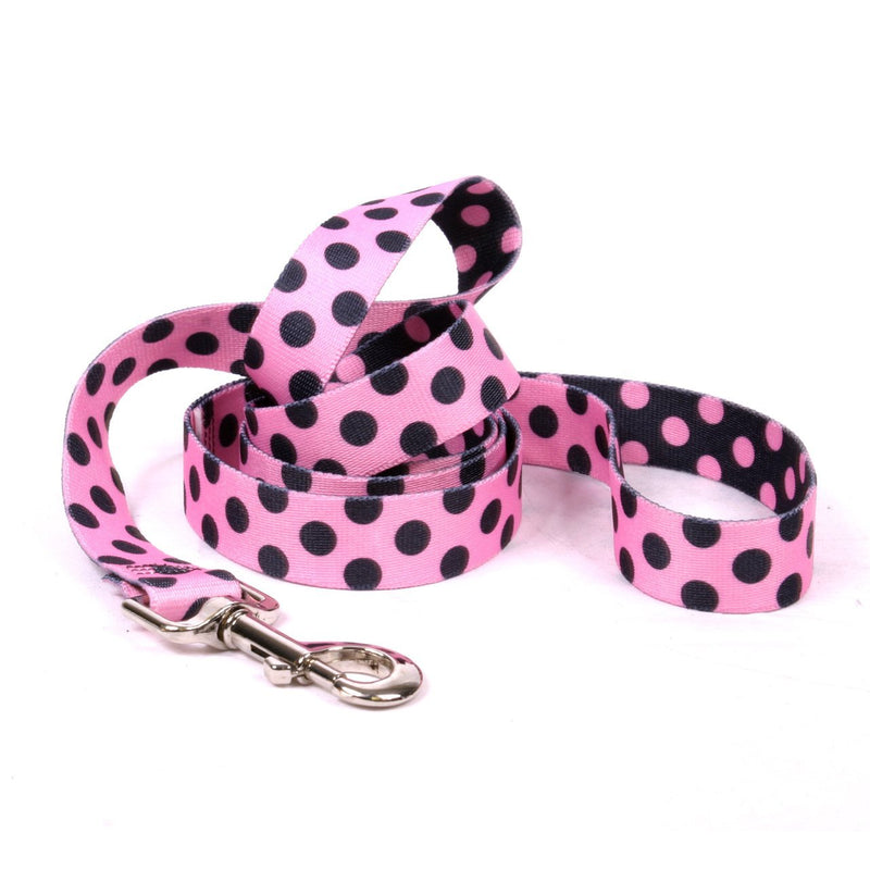 [Australia] - Yellow Dog Design Pink and Black Polka Dot Dog Leash 3/4" x 60" (5 feet) Long 