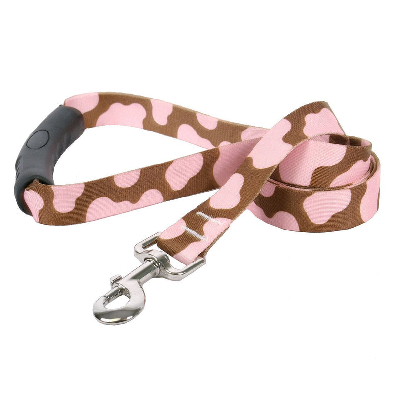 [Australia] - Yellow Dog Design Pink Cow EZ-Grip Dog Leash with Comfort Handle 1" x 60" (5 feet) Long 