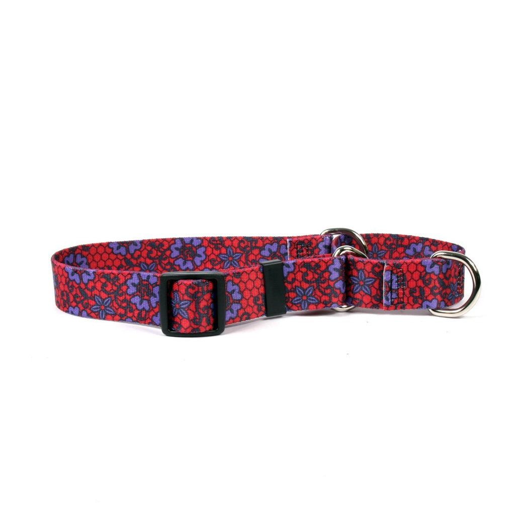 [Australia] - Yellow Dog Design Red Lace Flowers Dog Collar Large 18" - 28" 