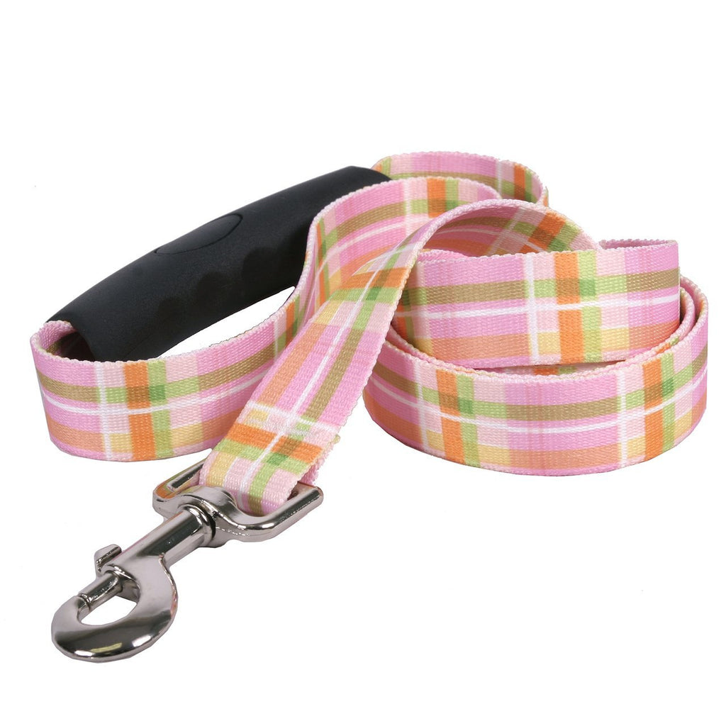 [Australia] - Southern Dawg Madras Pink Dog Leash with Comfort Grip Handle 3/4" X 60" (5 feet) Long 