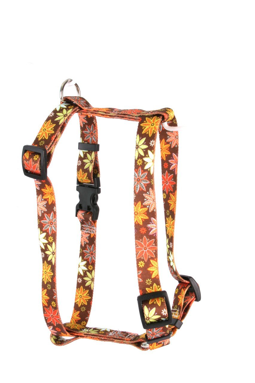 [Australia] - Yellow Dog Design Autumn Flowers Roman Style H Dog Harness Extra Large 28" - 36" 