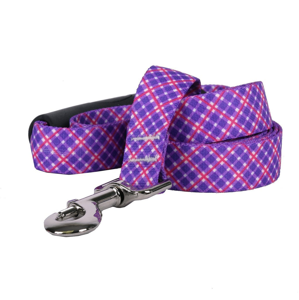 [Australia] - Yellow Dog Design Purple Pink Diagonal Plaid EZ-Grip Dog Leash 3/4" x 60" (5 feet) Long 