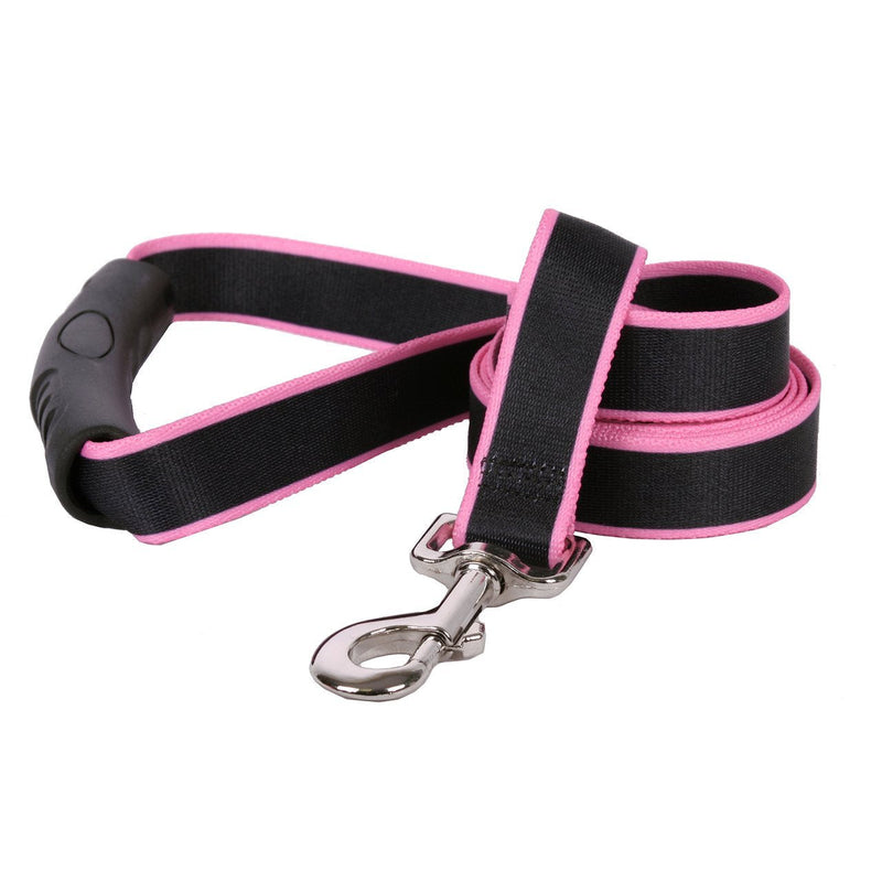 [Australia] - Yellow Dog Design Sterling Stripes Black Light Pink Dog Leash with Comfort Grip Handle 1" x 60" (5 feet) Long 