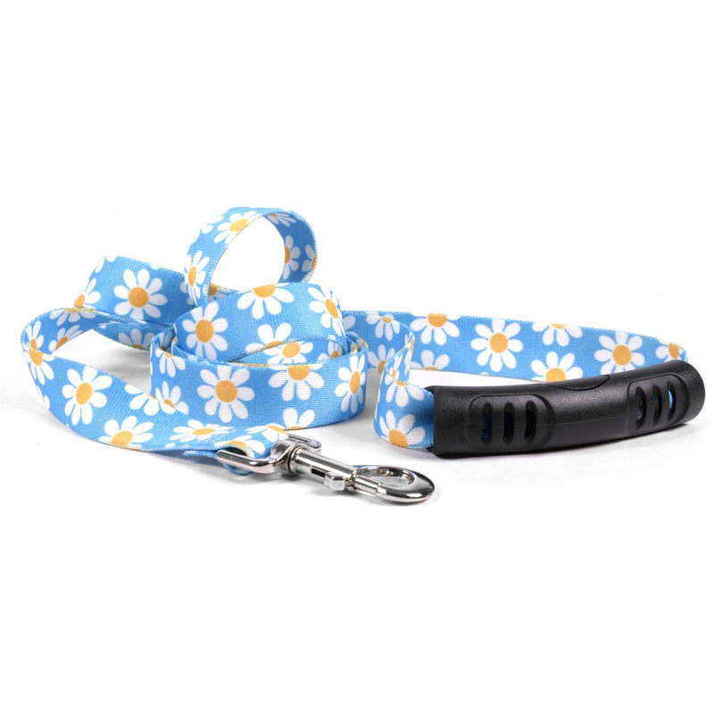 [Australia] - Yellow Dog Design Blue Daisy Ez-Grip Dog Leash With Comfort Handle 3/4" Wide And 5' (60") Long, Small/Medium 