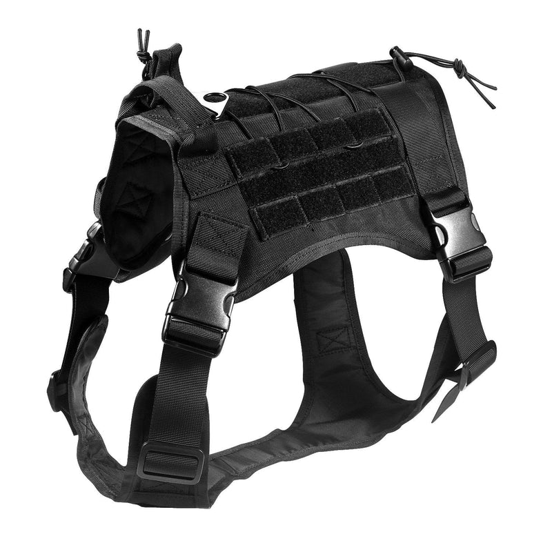 [Australia] - Feliscanis Tactical Service Dog Vest Military Patrol K9 Dog Vest Medium Black 