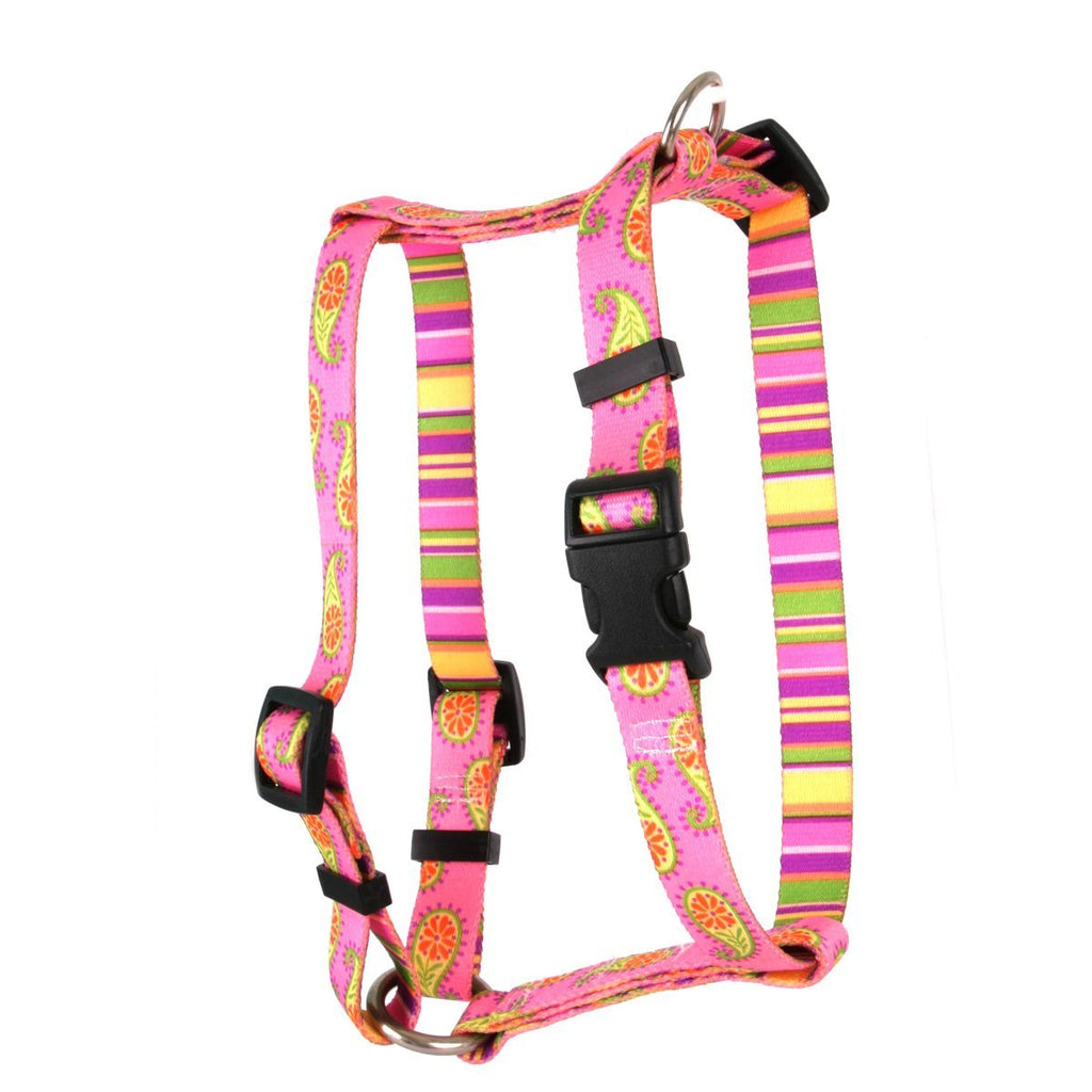 [Australia] - Yellow Dog Design Pink Paisley Roman Style H Dog Harness Extra Small 8" - 14" 