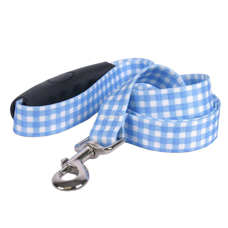 [Australia] - Southern Dawg Gingham Blue Dog Leash with Comfort Grip Handle 3/4" X 60" (5 feet) Long 